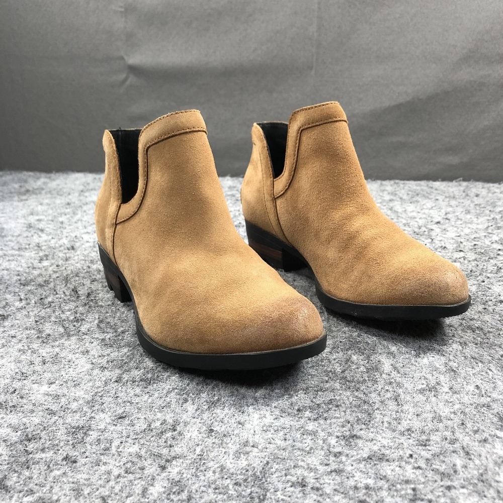 Sorel Lolla II Boots Womens 7 Brown Suede Pull On Ankle Booties Heel NL2809-224